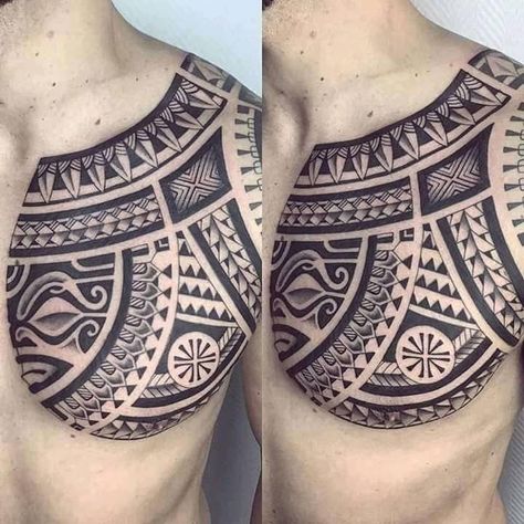 Maori Tattoo Chest Men, Chest Maori Tattoo Designs, Maori Tattoo Designs Men Chest, Polynesian Tattoo Designs Men Chest, Chest Polynesian Tattoo Design, Polynesian Chest Tattoo Designs, Poly Tattoo, Mandala Chest Tattoo, Maori Tattoo Arm