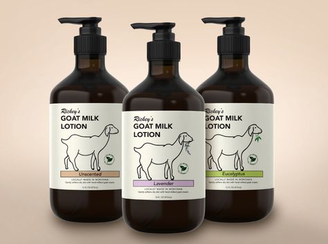 Rickey's Goat Milk Lotion on Behance Goat Milk Packaging, Milk Design Packaging, Lotion Packaging Design, Lotion Packaging, Raw Goat Milk, Goat Milk Lotion, Milk Design, Milk Lotion, Goats Milk Lotion