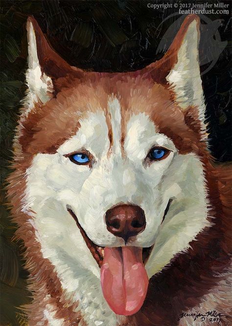 Husky Dogs Drawing, Husky Art, Dog Drawing Husky, Husky Painting, Husky Artwork, Husky Painting Acrylics, Husky Watercolor Painting, Poppy Book, Red Siberian Husky