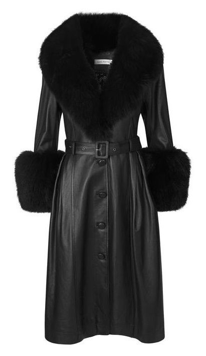 Red Leather Coat, Saks Potts, Black Leather Coat, Black Wool Coat, Suede Coat, Shearling Coat, Dream Clothes, Fox Fur, Fur Collar