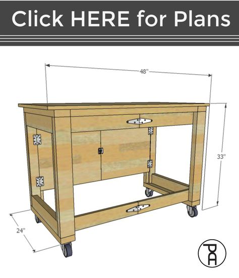 Folding Mobile Workbench - Video Tutorial | Pneumatic Addict Folding Workbench, Mobile Workbench, Woodworking Bench Plans, Diy Workbench, Workbench Plans, Woodworking Joinery, Woodworking Workbench, Bench Plans, Popular Woodworking