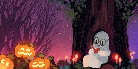 everydaylouie: “ happy halloween :) ” Louie Zong, Happy Halloween Gif, Halloween Desktop Wallpaper, Gif Background, Fall Banner, Halloween Gif, Pix Art, Motion Graphics Inspiration, Purple Halloween