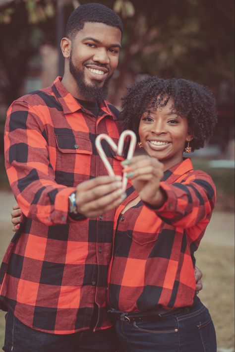 Black love, Christmas time, holidays, photoshoot Candy Cane Photo Shoot, Candy Cane Hearts, Candy Cane Heart, Christmas Couple Pictures, Christmas Pics, Christmas Photography, Christmas Photoshoot, Christmas Couple, Christmas Candy Cane