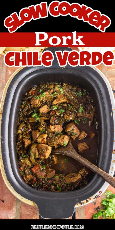 Chilli Verde Recipe Pork Crock Pot, Crock Pot Chile Verde Pork, Green Chili Pork Crock Pot, Pork Verde Recipe, Pork Verde Crockpot, Pork Chili Verde Crock Pot, Crockpot Chile, Slow Cooker Chili Verde, Pork Chili Verde