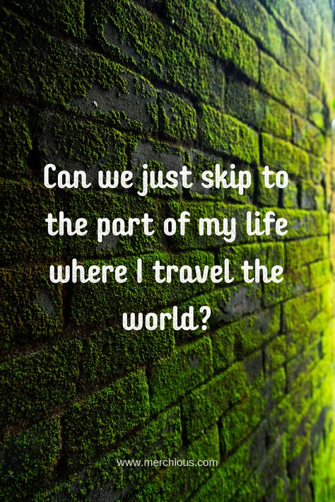 Can we just skip to the part of my life where I travel the world? #fun #funny #smile #pinquote #quote #quotes #sayings Skip To The Good Part, Travel The World, Of My Life, My Life, The Good, Life Is Good, Love Quotes, Inspirational Quotes, Canning