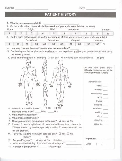 medical form, intake form Physiotherapy Assessment Form, Patient Intake Form, Therapy Templates, Massage Intake Forms, Medical Form, Soap Notes, Body Chart, Massage Therapy Business, Intake Form