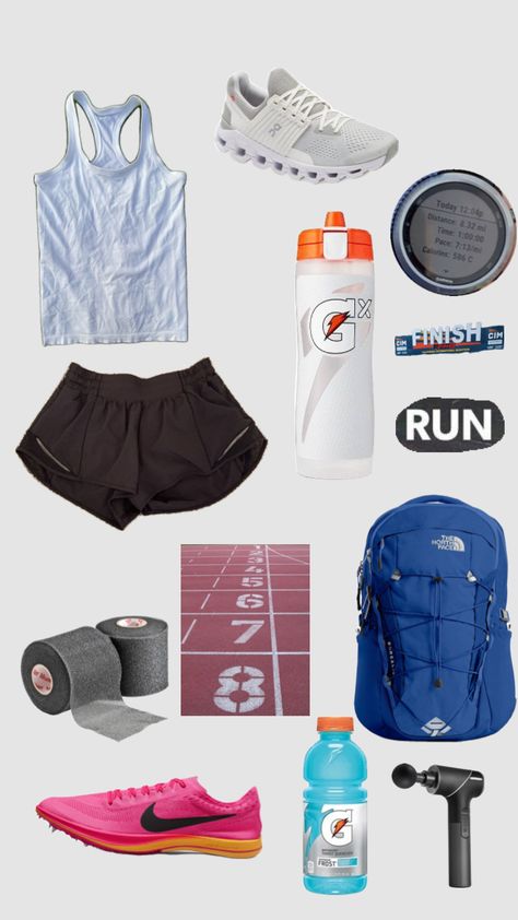 Xc Meet Packing List, Cross Country Bag Essentials, Track Necessities, Track Meet Bag Checklist, Track Meet Checklist, Sports Bag Essentials, Track Bag, Cute Running Outfit, Gymwear Outfits