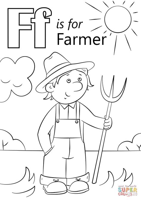 Letter F For Preschoolers, F Is For, Letter F Preschool Activities, Letter F Crafts For Preschoolers, Letter F Crafts, Farm Coloring Pages, Coloring Letters, The Letter F, Farm Preschool