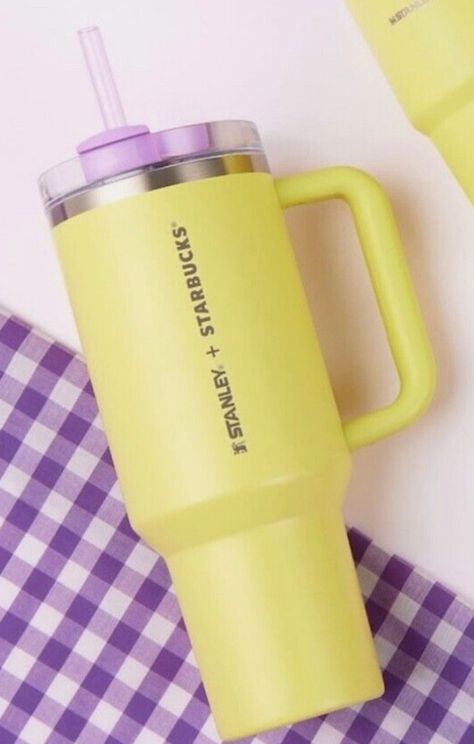 One of the prettiest new Starbucks Stanley Cups is this yellow and purple Quencher from the Lime Purple collection. Here's where to get it. Stanley Cup Starbucks, Purple Starbucks, Starbucks Stanley, Spring Menu, Starbucks Secret Menu Drinks, Stanley Cups, Cupcake Wars, Mens Journal, Starbucks Secret Menu