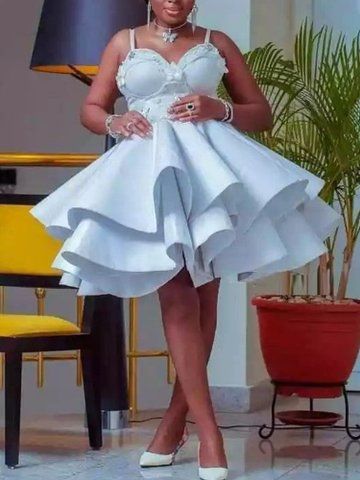 White Prom Dresses, Ruffles Skirt, White Prom, Short Gowns, White Prom Dress, Aso Ebi, Latest African Fashion Dresses, African Fashion Dresses, Classy Dress