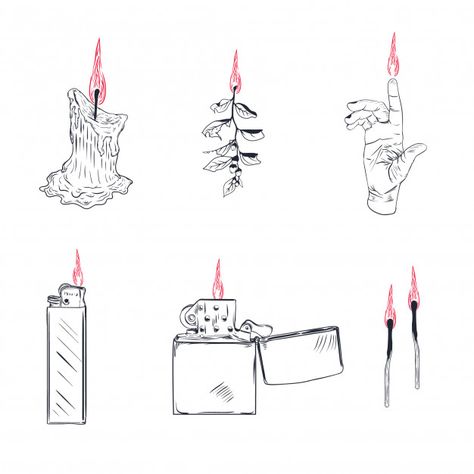 Lighter cigarette-lighter with fire or f... | Premium Vector #Freepik #vector #hand #light #fire #flame Lighter Flame Drawing, Lighter Flame Tattoo, Hand With Lighter Drawing, Fire Related Tattoos, Drawing Of A Lighter, How To Draw A Lighter, Candle Flame Tattoo, Lighter Reference, Lighter Tattoos