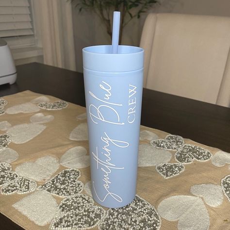 Getting married but don't want bridesmaids ?  Stay on trend! Make special people a part of your day by asking them to be a part of your "something blue" crew!  These beautiful "Something Blue Crew" tumblers are the perfect way to complete your something blue wedding proposal!  Sold as shown, but customizations can be requested.  Skinny tumbler is a beautiful matte dusty blue. Each tumbler come with a straw and cleaners. They are 20 oz, BPA free, and double layered acrylic to avoid sweating. *HAND WASH ONLY* Handwash ONLY. NOT DISHWASHER SAFE. * * 𝐃 𝐈 𝐒 𝐂 𝐋 𝐎 𝐒 𝐔 𝐑 𝐄 𝐒 * * - 𝐂𝐀𝐍𝐂𝐄𝐋𝐋𝐀𝐓𝐈𝐎𝐍𝐒: We understand that circumstances may change after placing your custom order. Due to the customization nature of our products, each item is meticulously crafted to meet your unique Bridesmaid Proposal Blue, Something Blue Crew, Something Blue Wedding Gift, Bridesmaid Proposals, Straw Cleaner, Something Blue Wedding, Acrylic Tumbler, Proposal Box, Bridesmaid Proposal Box