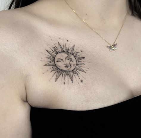 Sun Tattoo Ideas, Luna Tattoo, Cute Simple Tattoos, Sun And Moon Tattoo, Tattoo Shading, Wicked Tattoos, Forearm Tattoo Design, Geniale Tattoos, Sun Tattoos