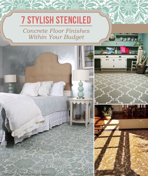 7 Stylish Stenciled Concrete Floors Within Your Budget! Stenciled Concrete Floor Indoor, Painting Concrete Floors Indoor Ideas, Painting Concrete Floors Indoor, Painting Concrete Floors, Concrete Floor Finishes, Stenciled Concrete, Stenciled Concrete Floor, Decorative Concrete Floors, Stencil Concrete