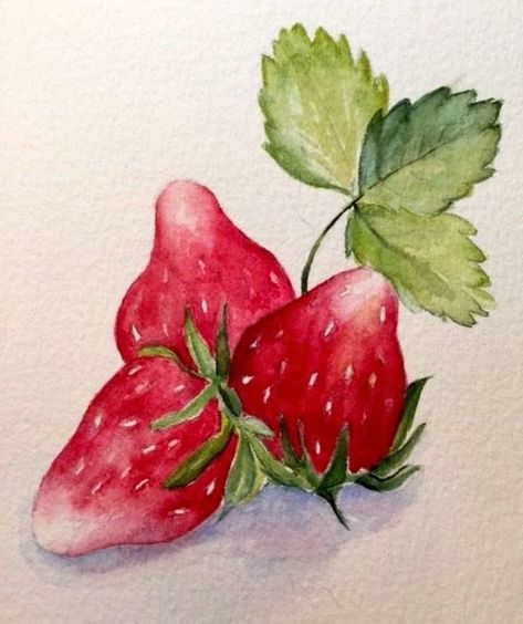 Strawberry Drawing, Fruit Art Drawings, Strawberry Watercolor, Strawberry Art, Fruits Drawing, Watercolor Food, Watercolor Fruit, Diy Watercolor Painting, Food Painting