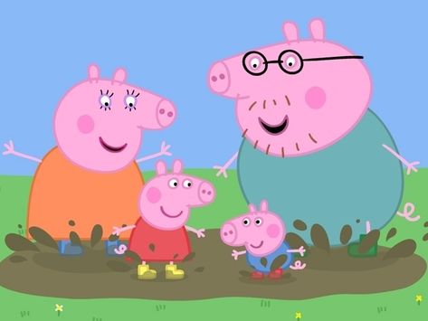 Peppa Pig, George, Mamãe Pig e papai Pig adoram pular em poças de lama. O desenho animado, fenômeno mundial, é transmitido no Brasil no canal infantil Discovery Kids Peppa Pig Imagenes, Origami Pig, Peppa Pig Wallpaper, Mummy Pig, Peppa Pig Family, Tex Avery, Pig Birthday Party, Pig Wallpaper, Pig Character