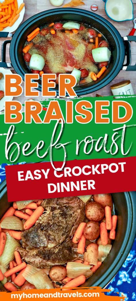 Beer Pot Roast, Crock Pot Beef Roast, Crockpot Rump Roast, Chuck Roast Crock Pot Recipes, Lunch Recipies, Beer Braised Beef, Cabin Food, Crockpot Roast Recipes, Pot Roast Crock Pot Recipes