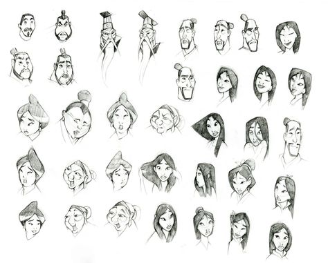 Mulan Comics, Rapunzel Sketch, Character Design Disney, Anna Cattish, Expression Sheet, Dibujo Simple, Character Design Cartoon, Mulan Disney, Character Inspiration Male