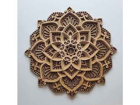 This is Made For Decoration in The House. Simple. Cardboard Mandala, Round Wall Decor, Wood Mandala, Layered Mandala, Carved Wood Wall Art, Laser Art, Mandala Wall, Mandala Wall Art, 3d Laser