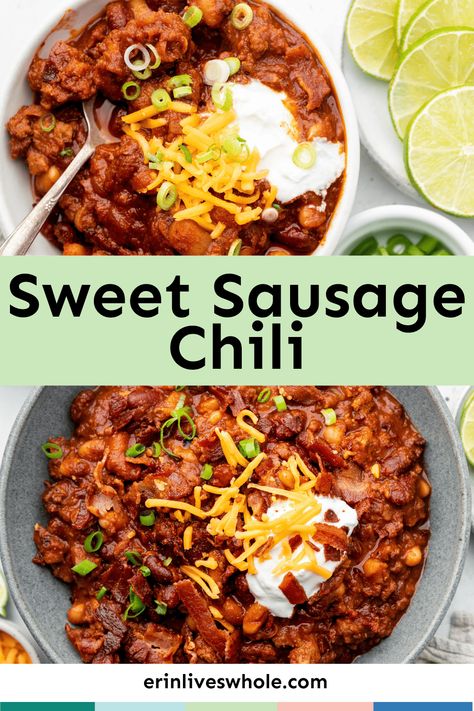 Italian Chili Recipe, Italian Sausage Chili, Sausage Chili Recipe, Ground Italian Sausage Recipes, Sweet Chili Recipe, Sweet Italian Sausage Recipes, Sausage Chili, Italian Sausage Recipes, Ground Italian Sausage