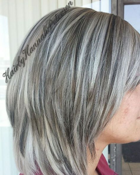 Did this very beautiful color today! White blonde with dark lowlights with a… White Hair With Lowlights, Grey Hair Lowlights, Hair With Lowlights, Frosted Hair, Short White Hair, Hair Highlights And Lowlights, Gorgeous Gray Hair, Covering Gray Hair, Beautiful Gray Hair