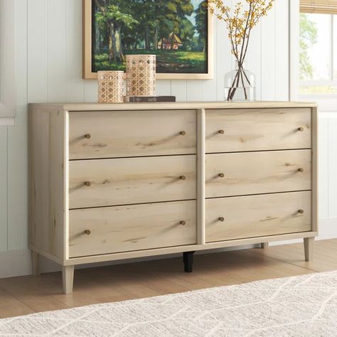 Harry Willow Place 6 Drawer 59.05" W Double Dresser Beach Dresser, Coastal Farmhouse Style, Nursery Dresser, Double Dresser, 6 Drawer Dresser, Outdoor Storage Sheds, Bedroom Dressers, Dressers And Chests, Main Bedroom