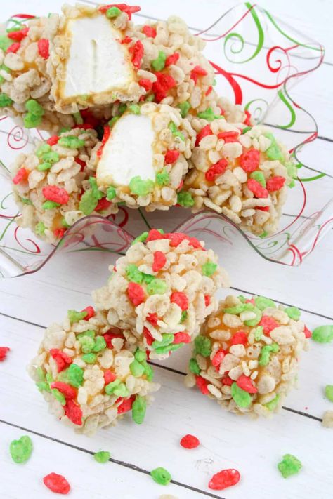 Rice Krispie Balls Recipe, Christmas Rice Krispies, Rice Krispie Balls, Christmas Rice, White Cake Pops, Bake Christmas, Fun Holiday Treats, Easiest Dessert, Christmas Recipes Easy