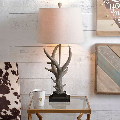 Natural Antler Table Lamp | Kirklands Deer Home Decor Ideas, Western Lamp, Country Room, Antler Lamp, Antler Ideas, Farmhouse Table Lamps, Antler Decor, Western Rooms, Antler Design