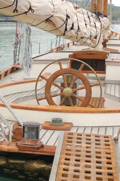 Boat. Nice wooden helm and deck on boat , #Aff, #wooden, #Nice, #Boat, #boat, #deck #ad Image Of Fish, Wooden Boats, Stock Images Free, Teak, Photo Image, Coco, Fishing, Stock Photos, Sun