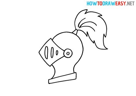 How to Draw a Cartoon Knight Helmet #Helmet #Knight #KnightHelmet #HelmetDrawing #EasyHelmetDrawing #StepbyStepDrawings #KnightDrawing #HowtoDrawaKnight #KnightDrawingTutorial #MedievalDrawing #EasyDrawingArt #Art #Painting Knight Drawing Easy, Knight Helmet Drawing, Knight Cartoon, Helmet Knight, Cartoon Knight, Crusader Helmet, Elementary Drawing, Helmet Drawing, Knight Drawing