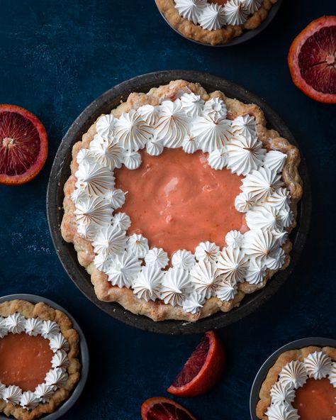 Grapefruit Meringue Pie, Blood Orange Cake Recipe, Greek Orange Pie Recipe, Blood Orange Dessert Recipes, Orange Meringue Pie, Southern Baking, Orange Pie, Blood Orange Recipes, Pie Decoration