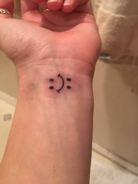 Smiley Face Tattoo, Face Tattoos For Women, Awareness Tattoo, Planet Tattoos, Semicolon Tattoo, Bff Tattoos, Awesome Tattoos, Small Tattoos For Guys, Face Tattoos