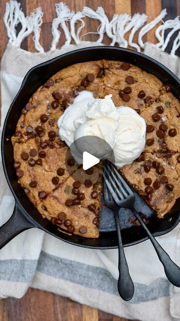 108K views · 4.1K likes | Joy Bauer MS, RDN on Instagram: "Save this post and follow @joybauer for more delicious recipes! 🌟

Indulge in this SKILLET PEANUT BUTTER CHOCOLATE CHIP COOKIE 🍪🥜😍

Warm-from-the-oven and absolutely heavenly, this dessert is a must try! Topped with vanilla ice cream🍦 =  pure bliss ✨

Grab a spoon and dig in!! 🤤

Looking for the full recipe? Comment “NEED” and I’ll DM you the details. 💌 Or find it on my website joybauer.com—just click the link in my profile ➡️ @joybauer

https://joybauer.com/healthy-recipes/skillet-peanut-butter-chocolate-chip-cookie/

#skilletcookie #cookie #peanutbutter #easyrecipeideas #dessertideas #dessert" Deep Dish Cookie Pie, Joy Bauer Recipes, Peanut Butter Chocolate Chip Cookie, Chocolate Chip Cookie Pie, Chocolate Covered Katie, Gooey Chocolate Chip Cookies, Recipes Skillet, Joy Bauer, Random Recipes