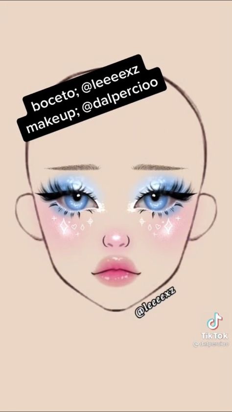 Makeup Sketch Face, Soft Pastel Makeup Looks, Leeeexz Makeup, Face Chart Makeup Ideas, Face Charts Makeup, Makeup Looks Drawing, Makeup Ideas Drawing, Makeup Sketch, Face Chart Makeup