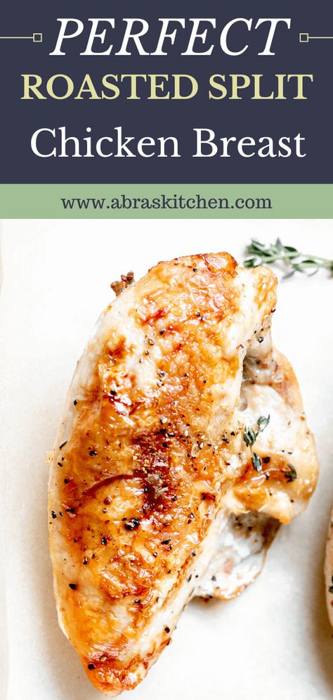 Roasted Split Chicken Breast, Roasted Split Chicken, Baked Split Chicken Breast, Split Breast Chicken Recipes, Baked Bone In Chicken, Chicken Breast Oven Recipes, Split Chicken, Skinless Chicken Breast Recipes, Oven Roasted Chicken Breast