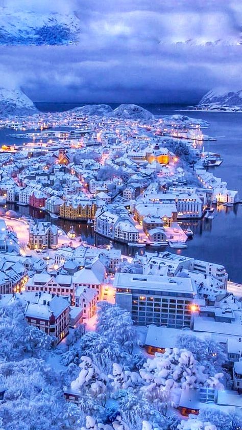 City - Norway - ALESUND - Panorama, Winter, Snow-01 | Flickr Norway City, Norway Winter, Beautiful Norway, Winter Travel Destinations, Alesund, Norway Travel, Winter Getaway, World Cities, Lofoten