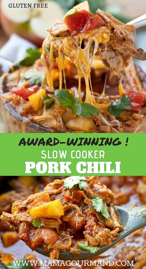 Pulled Pork Chili Recipe, Pork Chili Recipe, Pulled Pork Chili, Chili Pork, Pork Crockpot, Chili Recipe Stovetop, Chili Crockpot, Chili Burger, How To Cook Chili