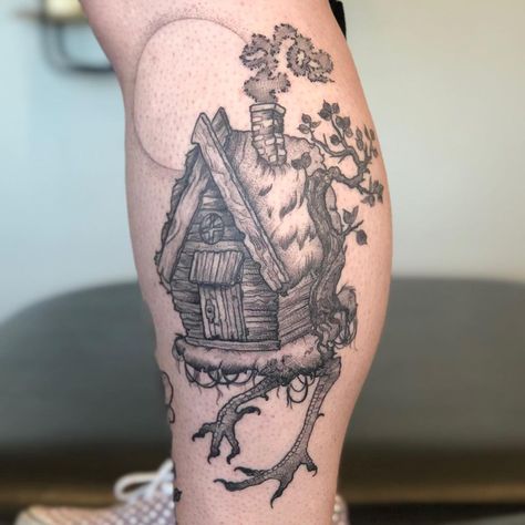 Baba Yaga House Tattoo, Baba Yaga Tattoo, Babayaga Tattoo, Baba Yaga House, Mother Tattoo, Empire Tattoo, House Tattoo, Inner Arm Tattoo, Beauty Marks