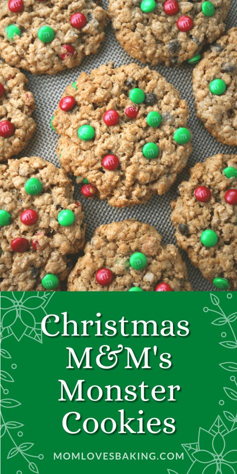 Christmas Monster Cookies Peanut Butter And M&m Cookies, Easy Cookies For Santa, Monster Cookies With Pretzels, M And M Recipes Desserts, Best Cookies For Santa, Oatmeal M M Cookies, Popular Christmas Cookies Recipes, Holiday Monster Cookies, M M Monster Cookies Recipe