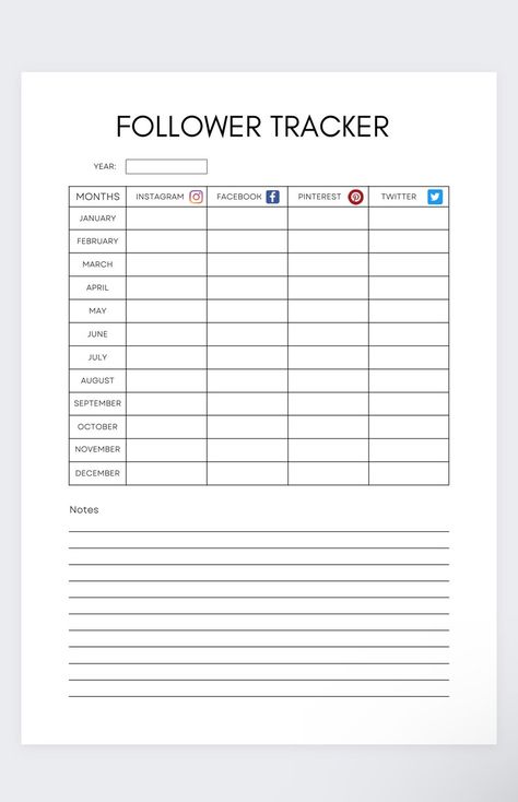 Follower Tracker, Social Media Planner Printable, Planner Content, Social Media Tracker, Business Plan Outline, Social Media 101, Follower Count, Instagram Planner, To Do Lists Printable