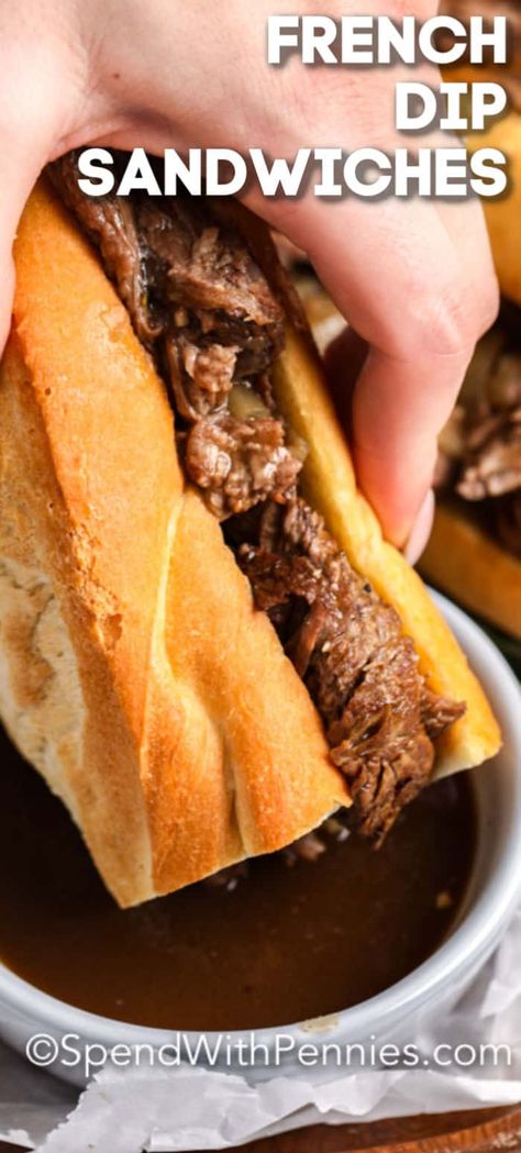 Beef Tip Sandwich, London Broil French Dip Crock Pot, Best Food For A Crowd, Homemade Roast Beef Sandwiches, Homemade French Dip Sandwiches, Things To Do With Chuck Roast, Crockpot Beef Dip, Roast For Sandwiches, Recipes Using Chuck Roast