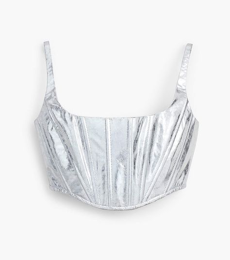 The Leather Bustier | Marc Jacobs | Official Site Leather Tank Top, Leather Bustier, Style Finder, Sack Bag, Leather Corset, Silver Tops, Bustier Top, Corset Style, Tank Top Designs