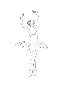 Ballerina Outline Drawing, Draw Ballerina Easy, Easy Ballerina Drawing Simple, Simple Ballerina Drawing, Balerina Drawing Easy, How To Draw A Ballerina, Dancer Painting Easy, Easy Ballerina Drawing, Ballerina Drawing Simple