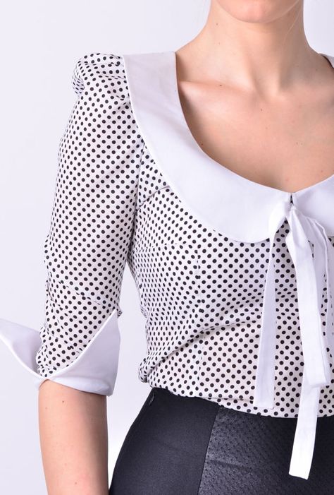 Top With Collar, Blouse Tops Designs, Comfortable Blouses, Bow Shirts, Womens Blouses, Neutral Fashion, Collar Top, Kurta Designs, White Collar