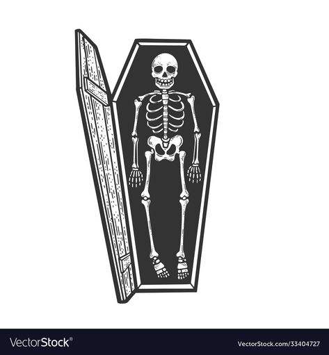 Coffin Sketch, Mushrooms Sketch, Open Coffin, Skull With Mushrooms, Skeleton In Coffin, Cartoon Skeleton, Skeleton Tattoos, Illustration T Shirt, Crown Tattoo