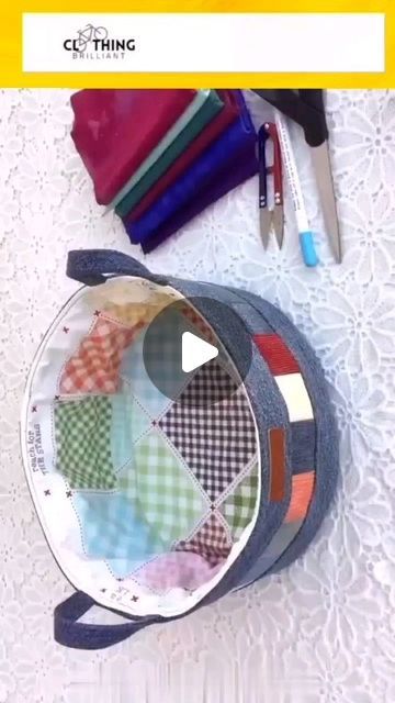 Clothing Brilliant on Instagram: "how to sew denim circle tray from scrap old jeans

#project #shorts #diy #sewinghacks #sewing #handbag #bags #making #tbt #tricks #short #foryou #tips #jeansbag #recycle #fishbag #clothingbrilliant" Diy Denim Crafts, Diy Storage Pods, Jeans Bags Ideas, Sew Denim, Denim Basket, Diy Quilted Christmas Ornaments, Denim Bags From Jeans, Boutique Crafts, Sewing Handbag