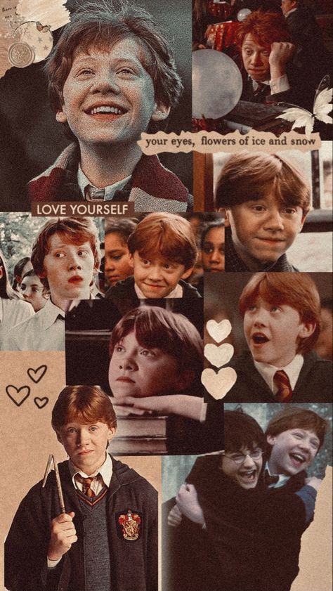 Ron Weasley Background, Ron Weasley Aesthetic Wallpaper, Ron Weasley Wallpaper, Harry Potter Collage, Ron Weasley Aesthetic, Harry Hermione Ron, Weasley Aesthetic, Weasley Harry Potter, Harry Potter Painting