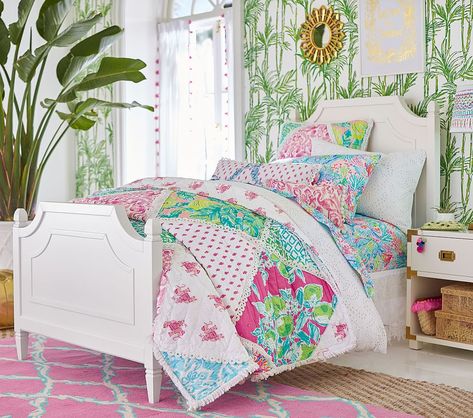 Lilly Pulitzer Organic Mermaid Cove Kids' Sheet Set | Pottery Barn Kids Tree Wallpaper Nursery, Lilly Pulitzer Bedding, Kindergarten Wallpaper, French Country Bedrooms, Interior Design Boards, Country Bedroom, Teen Bedding, Big Girl Rooms