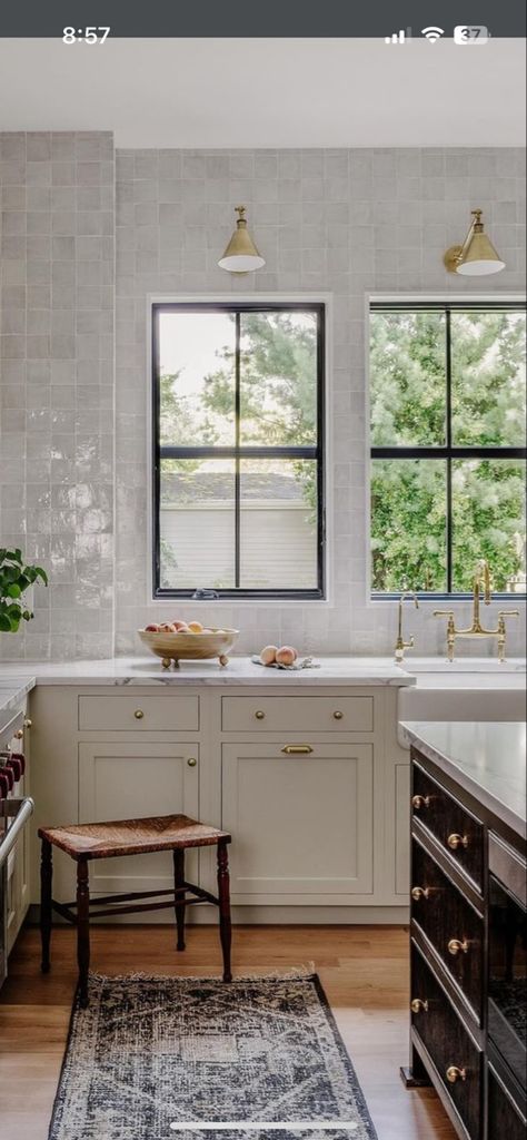 Dont like the black windows White Kitchen Black Windows, Cottage Black Windows, Black Windows Kitchen, Kitchen With Black Windows, Kitchen Black Windows, Black Windows Interior Modern, Casement Windows Kitchen, Black Interior Windows, Black Trim Windows