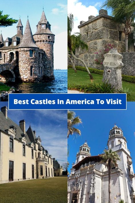 These are the best castles in America to visit! Over 15 unique castles that you can tour and some that you can even spend the night in!    #castles #history #travel #US #America Castles To Stay In Ireland, Family Trips With Kids In Usa, Best States To Live In America, Castles In America, Castles To Visit, Vacation Usa, Us Destinations, Usa Travel Destinations, United States Travel